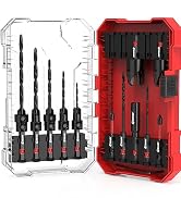 EZARC Countersink Drill Bit Set, 15 PCS Tapered Drill Bits Counter Sink Drill Bit with 2PCS Wood ...