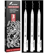 GETHPEN 0.6mm Fine Point White Gel Pens, 3-Pack for Artists Drawing, Sketching, Illustration, and...