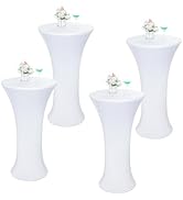 Wolkemer 4PCS 24x43 Inch Fitted Cocktail Tablecloth, Cocktail Table Cover | White Round Cocktail ...