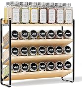 MUDEELA 4 Tier Spice Rack Organizer for Cabinet, Wooden Vertical Spice Shelf, Seasoning Organizer...