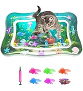PANRIO Interactive Cat Toy Upgraded Cat Water Mat, Thickened Water Sensory Play Mat with Fish, En...