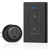 Black Remote Control Outlet Plug, WILAWELS Wireless Light Switch, On Off Remote Switch Outlet for...