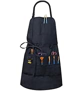 MyLifeUNIT Artist Apron with 10 Pockets for Arts and Craft, Black Canvas Pottery Apron for Women ...