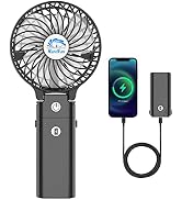 HandFan 5200mAh Portable Handheld Fan, Personal Hand Held Fan USB Rechargeable, 180° Foldable,3 S...