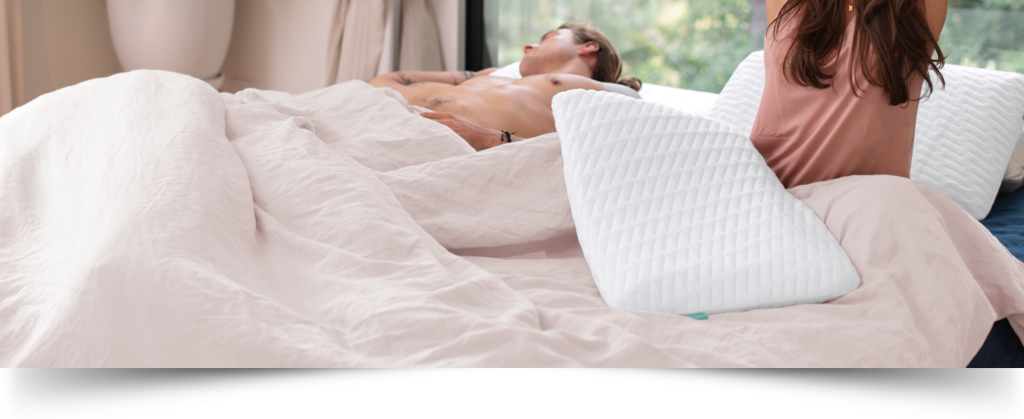 Pillow Side sleeper stomach belly thin profile memory foam cooling ergonomic hypoallergenic pain
