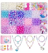 DUDUCOFU 900Pcs Mermaid Bracelet Making Kit for Girls Kids Charm DIY Beads for Jewelry Making, Fr...