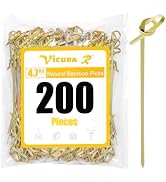 200PCS Cocktail Picks Bamboo Skewers for Appetizers, Fancy Toothpicks for Appetizers, 4.7 Inch Lo...
