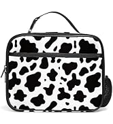 Cow Print Lunch Box for Women Girls, Insulated Reusable Cow Lunch Bag with Water Bottle Holder Po...