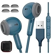 USB Headphones 7.5FT Long Cord Computer Headset Wired Earbuds Lightweight In-Ear Noise Isolation ...