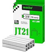 meite JT21 Staples, 3/8 Inch Galvanized Fine Wire Staples for Staple Gun - 1,600 Counts, 7/16" Cr...