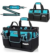 DURATECH 18" Large Tool Bag with Waterproof Hard Bottom, 19 Pockets | Heavy Duty Construction, Wi...