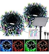 Hozplex 118Ft Solar String Lights Outdoor Waterproof, 18 Colors Changing 300 LED Christmas Lights...