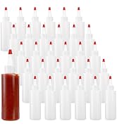 Bekith 30 Pack Small Plastic Squeeze Condiment Bottles with Red Tip Cap, 4 Ounce Squirt Bottle Fo...