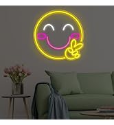 Smile Face Gesture Neon Sign For Wall Decor,For Shop Home Dorm Bedroom Party, Make Happy Decorati...