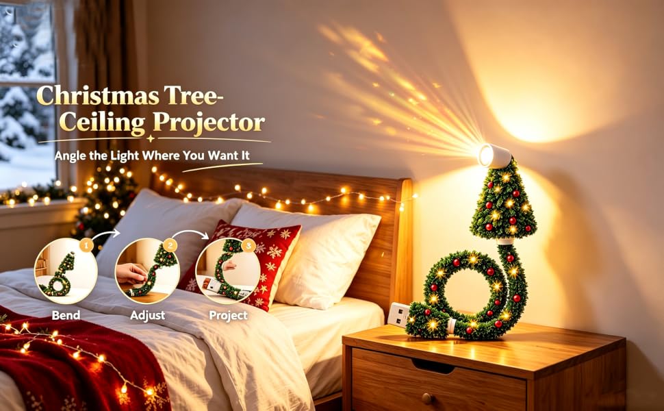 Plug and play christmas tree ceiling projector