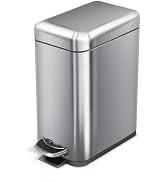 Home Zone Living 1.3 Gallon Small Bathroom Trash Can with Lid and Step Pedal, Stainless Steel Was...