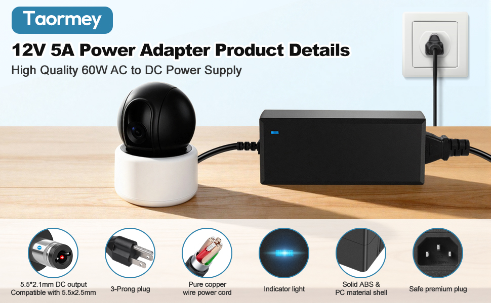 12v 5a 4.5a 4a 3a 2a 1a power supply adapter led strip driver