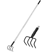 YEELOR Long Hand Cultivator, Carbon Steel & Stainless Steel Tiller Cultivator, Garden Cultivator ...