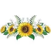 GANPUB 1 Pc Five Sunflowers Wall Stickers Peel and Stick Sunflower Wall Decor, Removable Waterpro...