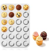 E-far Mini Muffin Pan Tin, 24-Cup Stainless Steel Mini Cupcake Pan, 1 Pack | Non-toxic & Heavy-Du...