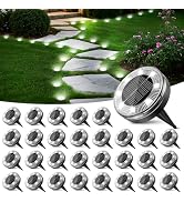 Peasur Mini Solar Ground Lights, 30 Pack Flat Solar Disc Lights Outdoor Waterproof, 2.3 Inch Smal...