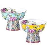 Ice Cream Dessert Bowl Bone China Ceramic Trifle Bowl Set of 2, Small Taster Bowls, Footed Desser...