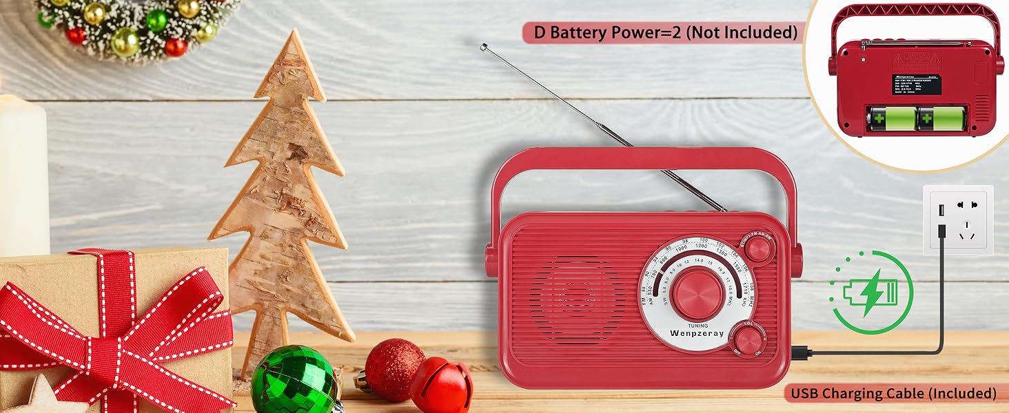 The D218 radio has 3 power modes :type-c plug-in/built-in rechargeable battery /UM-1*2