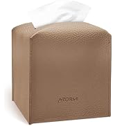 Tissue Box Cover, PU Leather Tissue Box Holder with Bottom Belt, Modern Square Tissue Box Covers ...