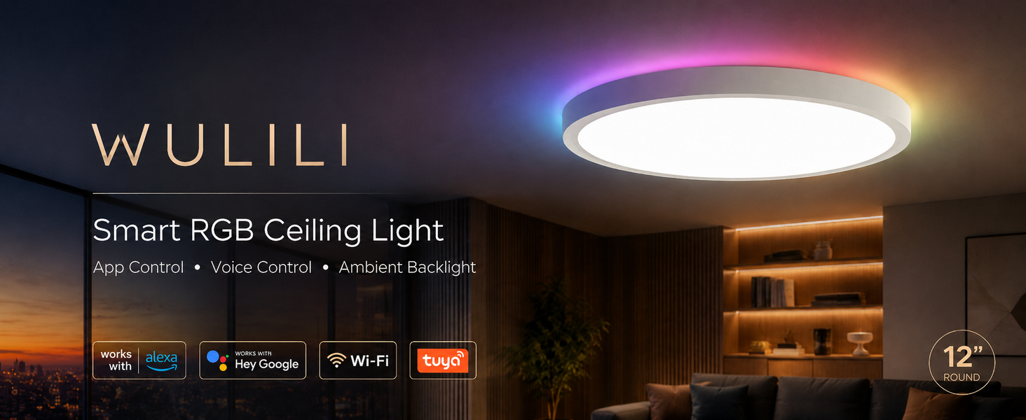 WULILI Smart RGB Ceiling Light with colorful backlight and smart home control