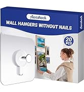 Wall Hangers Without Nails, Wall Hooks for Hanging, 20 Packs Adhesive Wall Hooks for Bathroom,Bed...