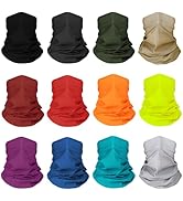 12 pcs Breathable Neck Gaiter Face Scarf Mask for Men Women Sun Protection Bandana Hiking, Cyclin...