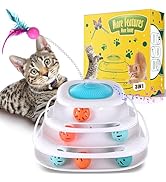 PETSTA Interactive Cat Toys for Indoor Cats 3in1, Automatic Kitten Toys with 360° Fluttering Butt...