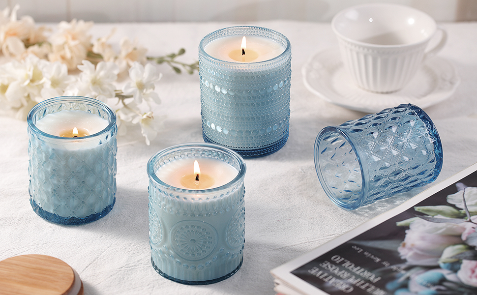 blue candle container candle making kits table living room home decor
