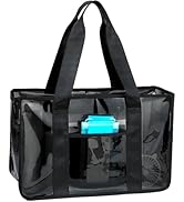 Fammart Iridescent Clear Beach Bag for Women, Large Pool Tote Cruise Vacation Essentials - Waterp...