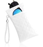 RayLove Double Eyeglass Case Glasses Case Soft with Carrying Strap Leather Eyeglasses Pouch Sungl...