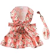 BAEJMJK Dog Dress Bowknot Harness Leash Set for Small Dogs Cats Daisy Floral Girl Dog Dresses Cut...