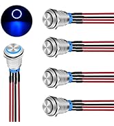 Nilight 19mm Push Button Switch 5PCS with Pre Wired Harness 12V 24V Stainless Steel Self Locking ...