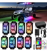 8PCS 12V-72V Golf Cart Lights, RGB Led Underglow Light Kit with 2 Remotes and App Control, Voltag...