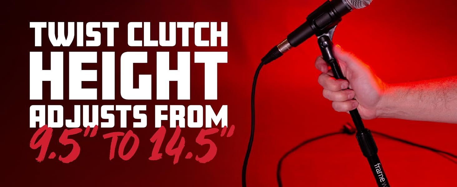 Twist Clutch Height Adjustment From 9.5" to 14.5"