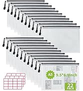 Vuzvuv A5-22 PCS 9.49"x 7.09"Mesh Zipper Pouch Set,Resistant Document File Folders Plastic Mesh B...