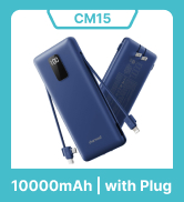 charmast 10000mAh Portable Charger with Built-in Cables and AC Wall Plug | Slim All-in-One USB-C ...