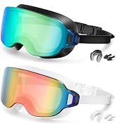 Aegend Swim Goggles Adult 2 Pack, Frameless 180°Clear Wide View Anti-Fog/UV, Fashion Men Women Po...
