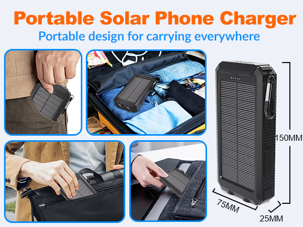 Portable Phone Charger, 4 Cables Outdoor Waterproof External Backup Power Charger with USB-C