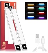 Under Cabinet Lighting, RGBWW LED Rechargeable Battery Operated Motion Sensor Light Indoor, 2 Pac...