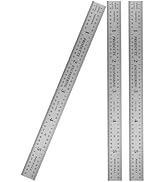PEC Tools 6" Steel Ruler(3 Pack), 1/50" Thick X 1/2" Wide, Machinist Metal Ruler Scale with Marki...