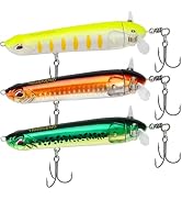 TRUSCEND Topwater Fishing Lures with BKK Hooks, Pencil Plopper Fishing Lures for Bass Catfish Pik...