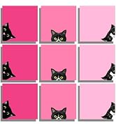 9 Pads Black Cat Sticky Notes Set,3x3in Pink Self-Stick Note Pads, Super Adhesive Memo Pads Cute ...