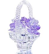 H&D HYALINE & DORA Crystal Flower Basket Figurine Collectable Ornaments Home Decor Tabletop Cente...