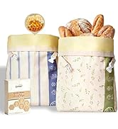 Tyzarglef Reusable Beeswax Bread Bags, Bees Wax Lined Cotton Linen Bags for Sourdough & Homemade ...