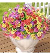 Lifewit Artificial Flowers for Outdoors, 12 Bundles Plastic Fake Flowers Daisy for Home Garden De...